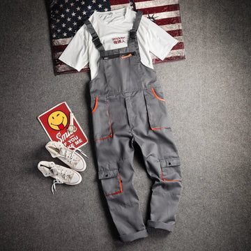 Zipper-Pocket Casual Overalls